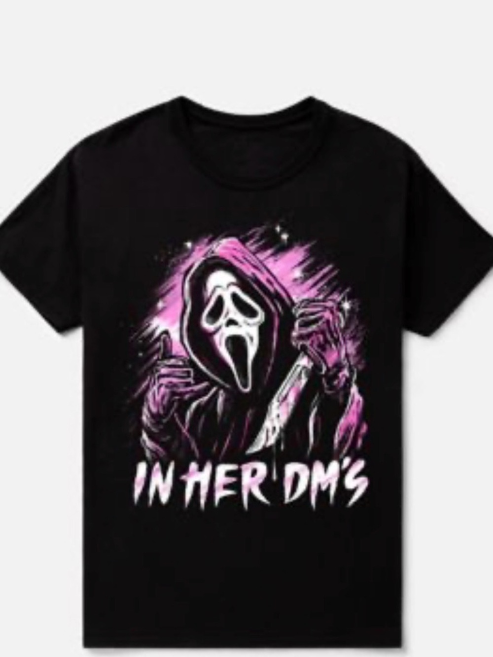 GHOSTFACE SLASHING THRU HER DMS UNISEX LARGE GRAPHIC TEE LICENSED NWOT